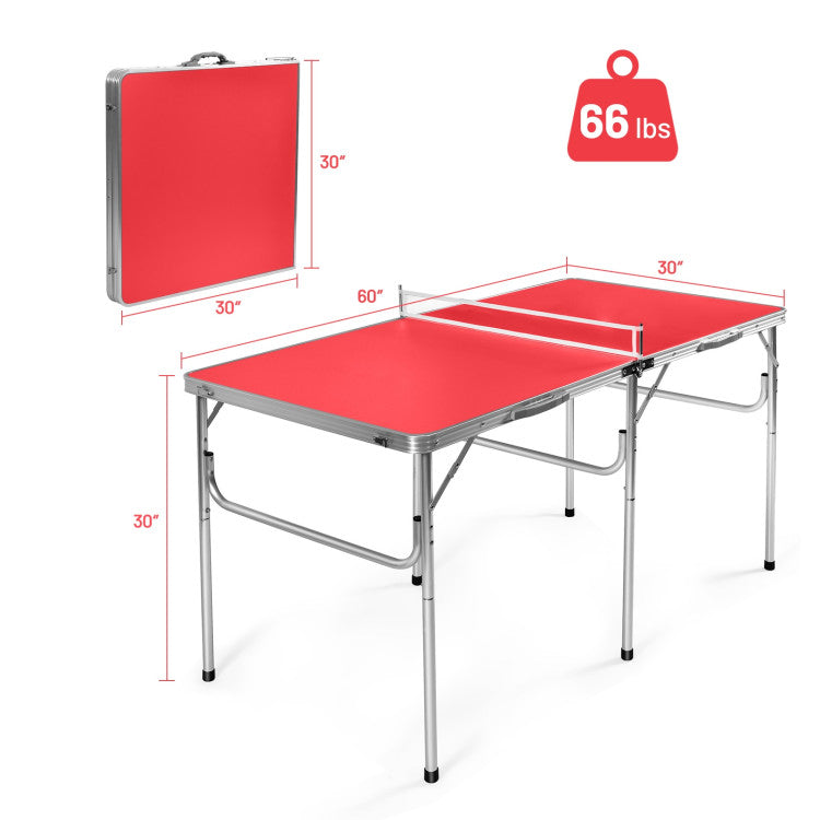 60 Inch Folding Tennis Ping Pong Table with Accessories