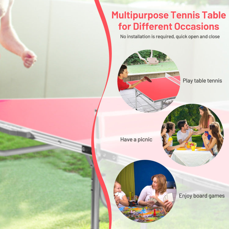 60 Inch Folding Tennis Ping Pong Table with Accessories