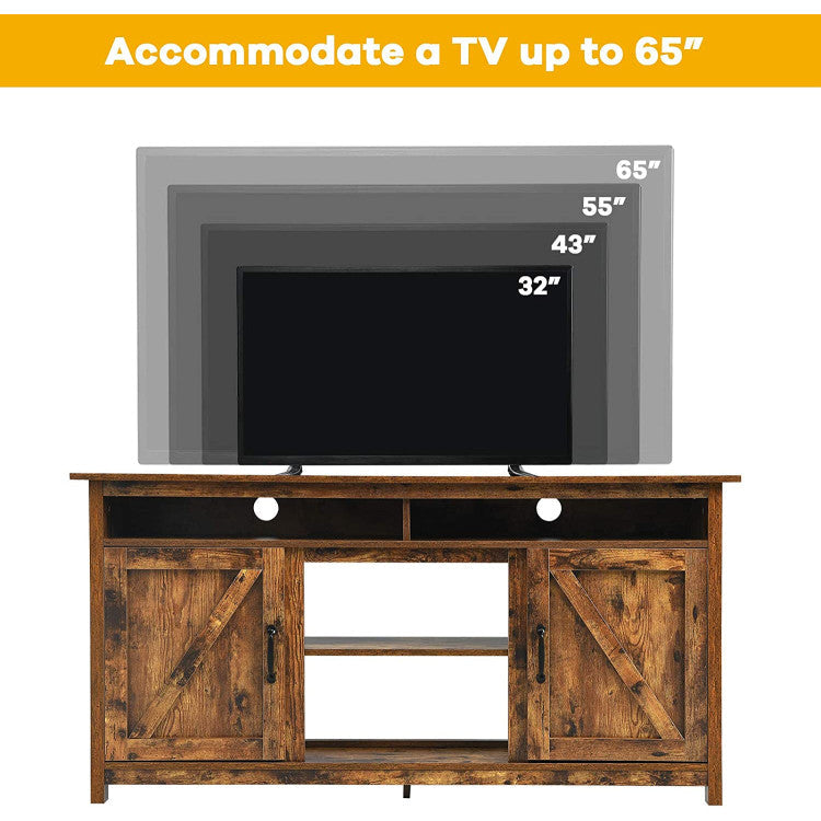 60 Inch Industrial Fireplace TV Stand for Up to 65 Inches TVs with Detachable Middle Shelf