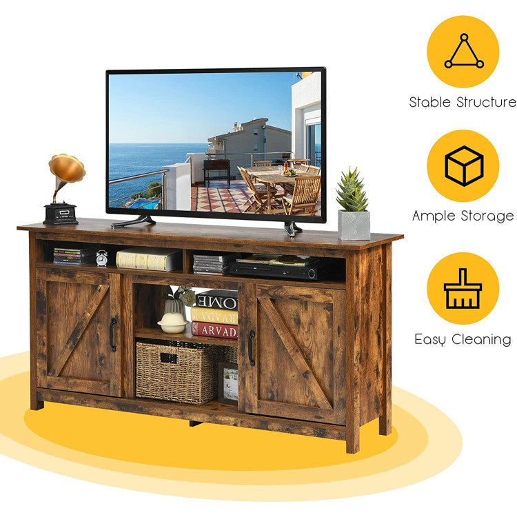 60 Inch Industrial Fireplace TV Stand for Up to 65 Inches TVs with Detachable Middle Shelf