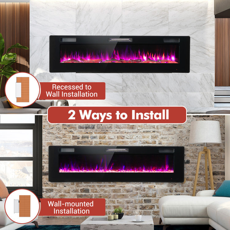 60 Inches Ultra-thin Electric Fireplace with Remote Control and Multiple Flame Effects