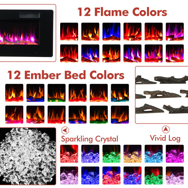 60 Inches Ultra-thin Electric Fireplace with Remote Control and Multiple Flame Effects