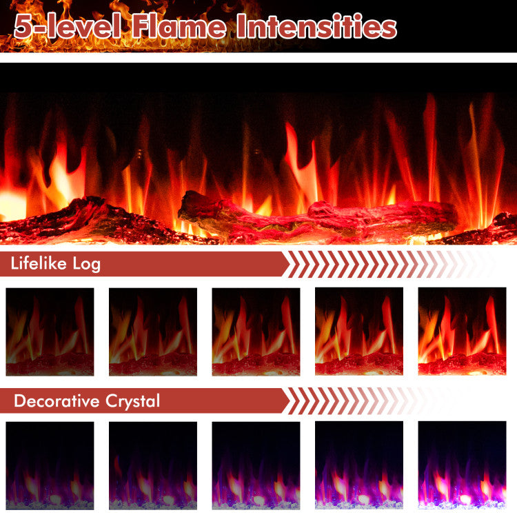 60 Inches Ultra-thin Electric Fireplace with Remote Control and Multiple Flame Effects