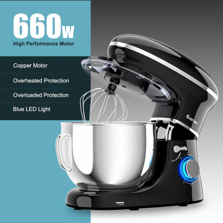 660 W 6.3 Qt Tilt-Head Food Stand Mixer with 6-Speed Control