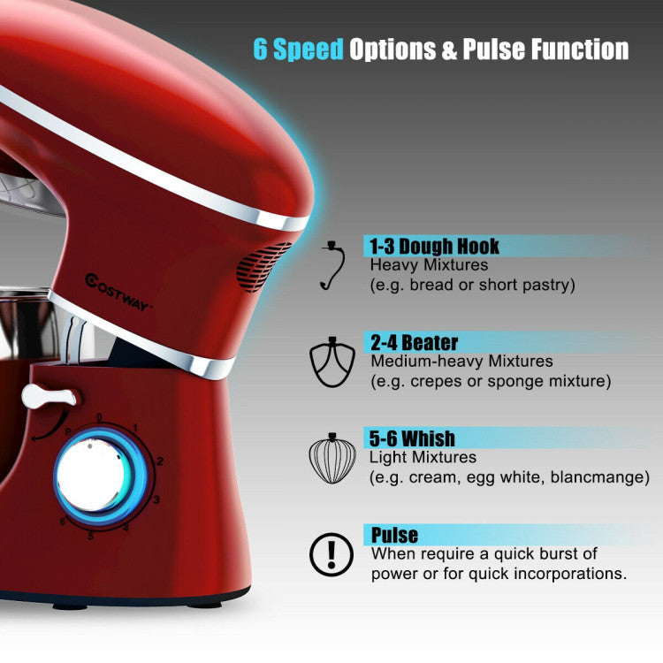 660 W 6.3 Qt Tilt-Head Food Stand Mixer with 6-Speed Control