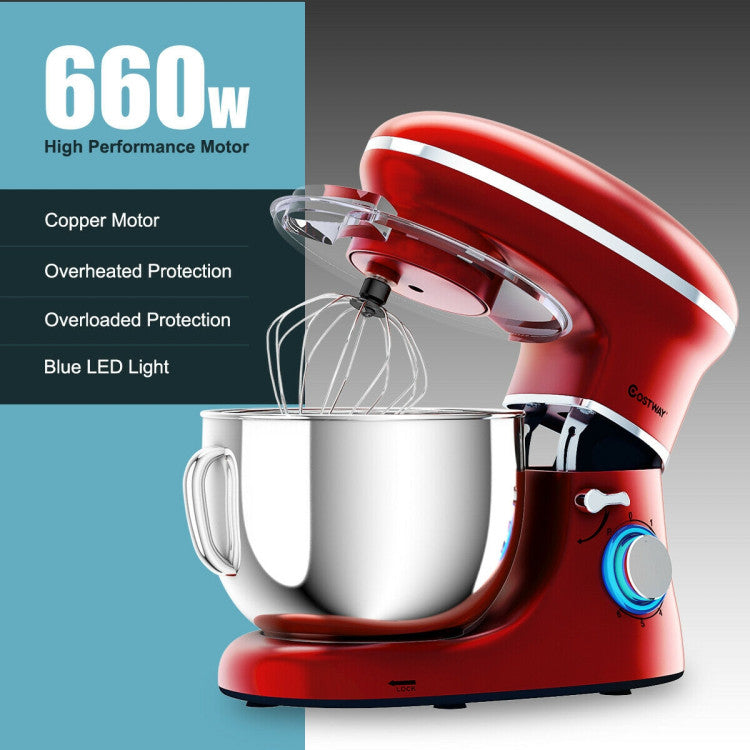 660 W 6.3 Qt Tilt-Head Food Stand Mixer with 6-Speed Control