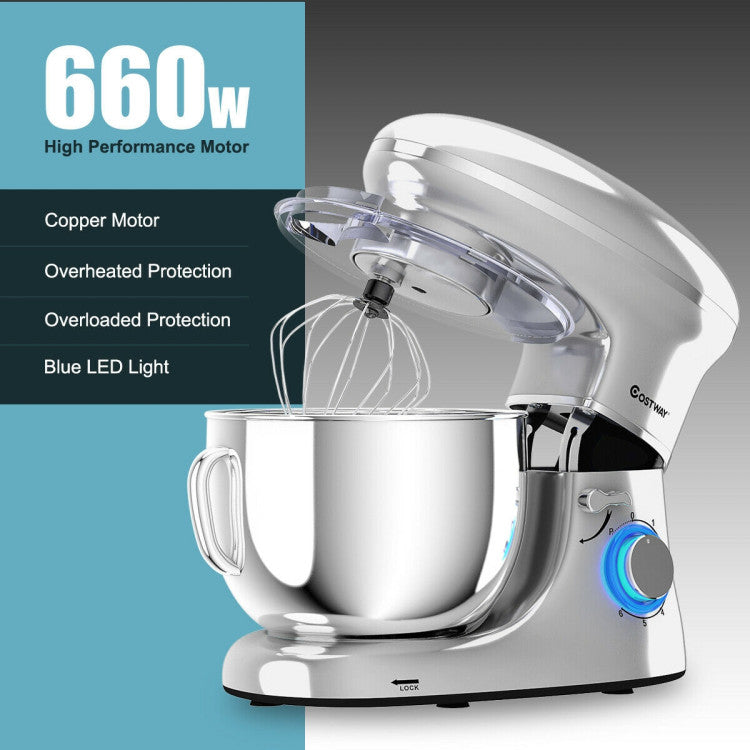 660 W 6.3 Qt Tilt-Head Food Stand Mixer with 6-Speed Control