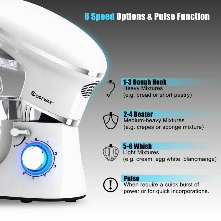 660 W 6.3 Qt Tilt-Head Food Stand Mixer with 6-Speed Control