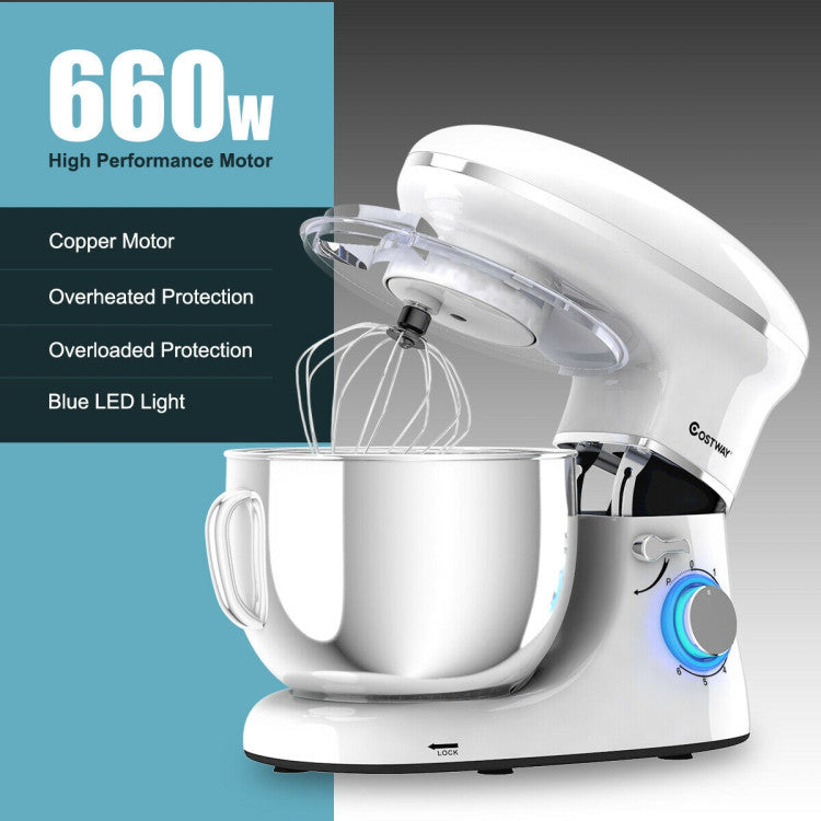 660 W 6.3 Qt Tilt-Head Food Stand Mixer with 6-Speed Control