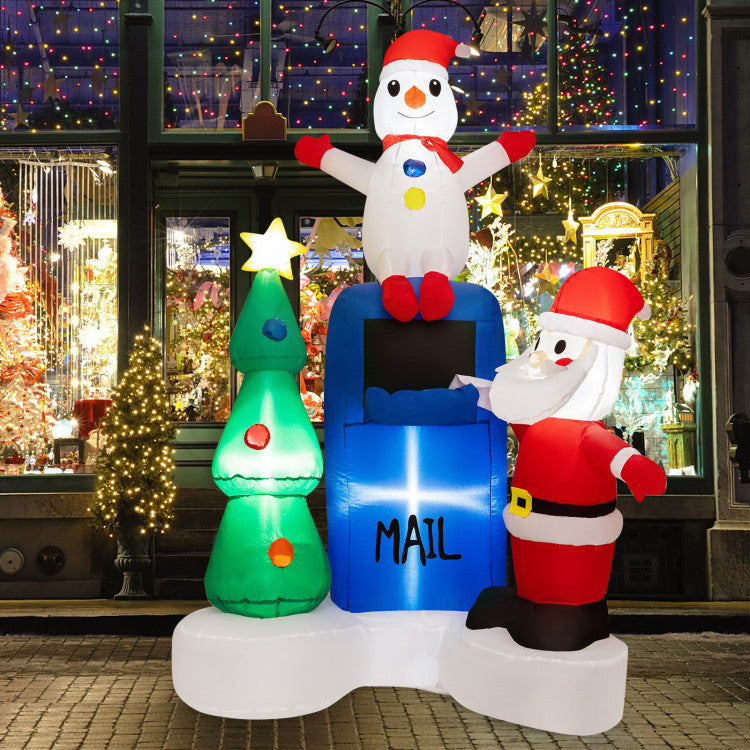 6 Feet Christmas Inflatable Mailbox Santa Claus Snowman Christmas Tree with LED Light