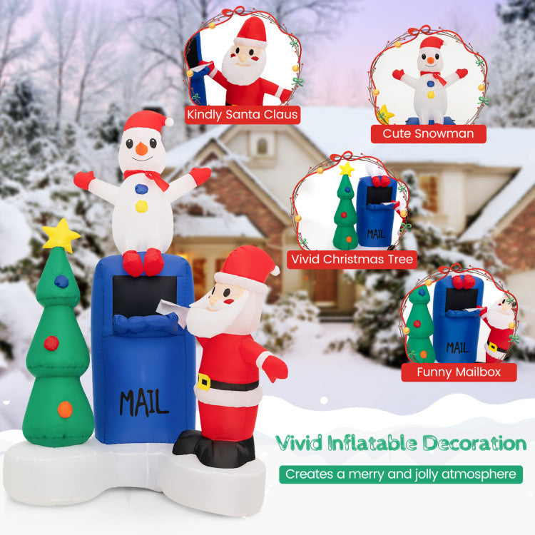 6 Feet Christmas Inflatable Mailbox Santa Claus Snowman Christmas Tree with LED Light