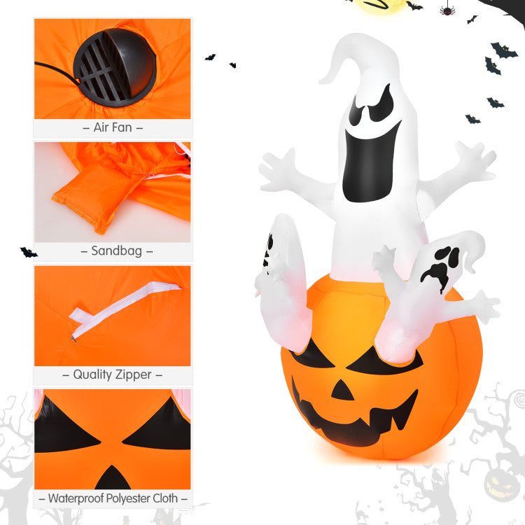 6 Feet Pumpkin-Halloween Blow-Up  Inflatable Yard Decorations with LED Light