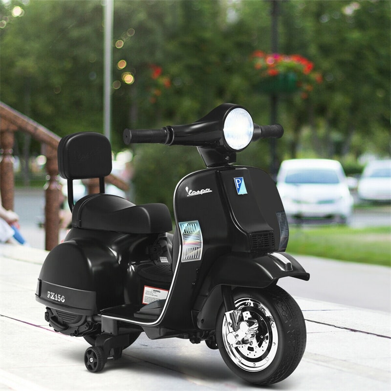 Kids Ride On Vespa Scooter 6V Battery Powered Electric Ride On Motorcycle for Toddler with Training Wheels