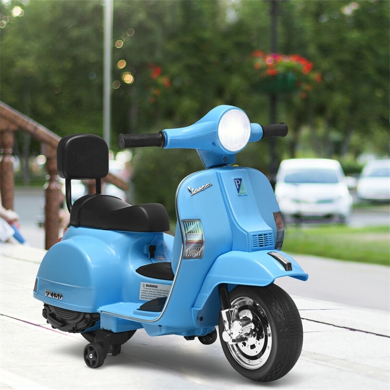 Kids Ride On Vespa Scooter 6V Battery Powered Electric Ride On Motorcycle for Toddler with Training Wheels