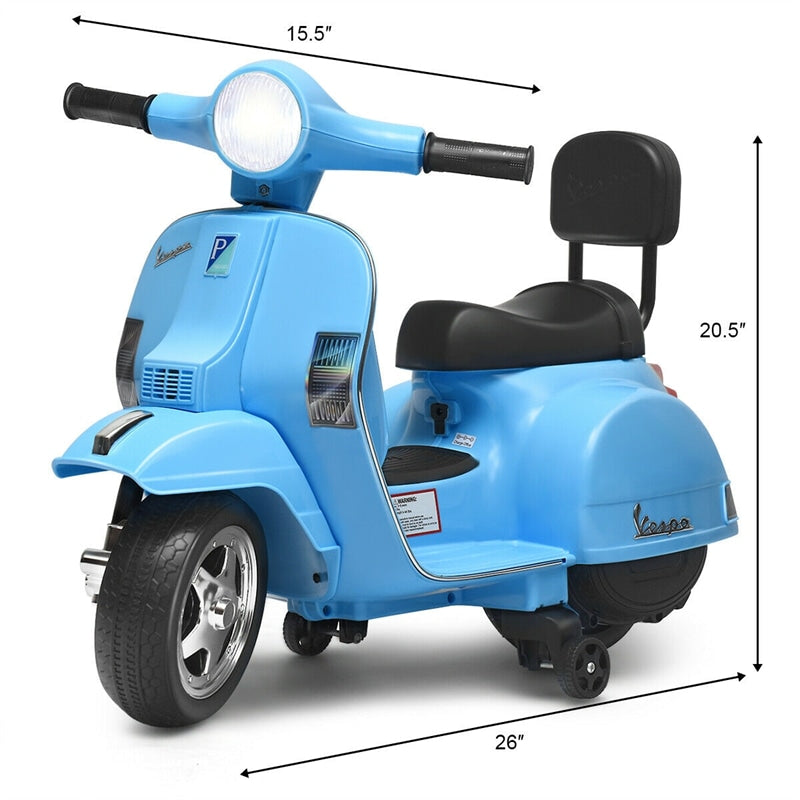 Kids Ride On Vespa Scooter 6V Battery Powered Electric Ride On Motorcycle for Toddler with Training Wheels