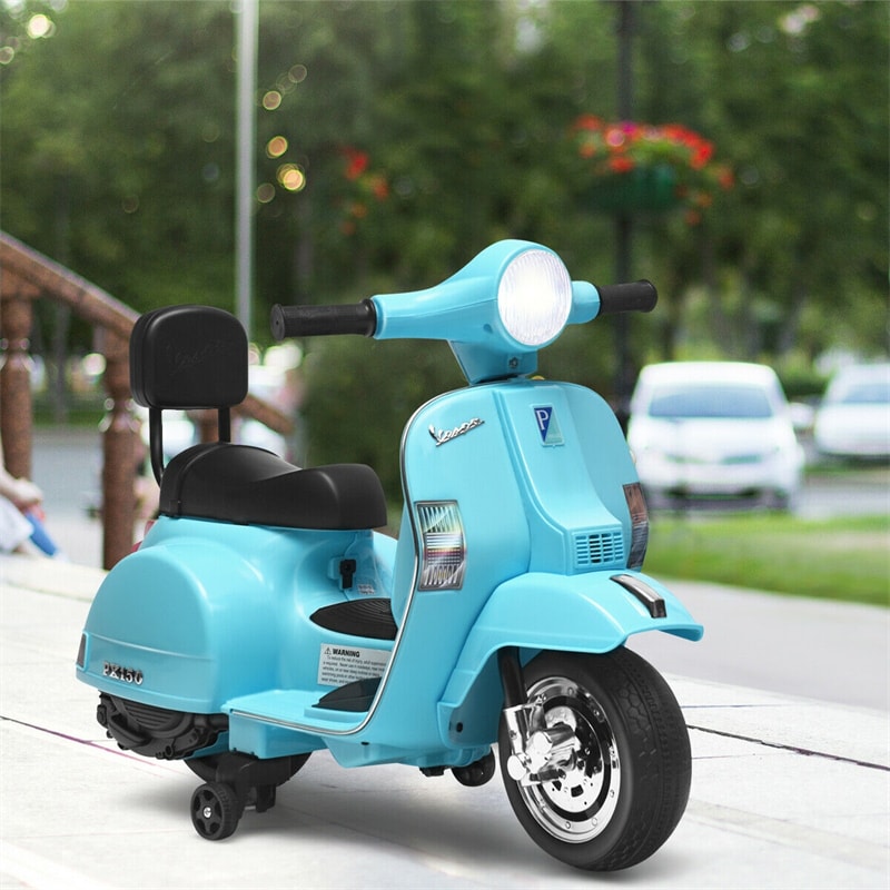 Kids Ride On Vespa Scooter 6V Battery Powered Electric Ride On Motorcycle for Toddler with Training Wheels