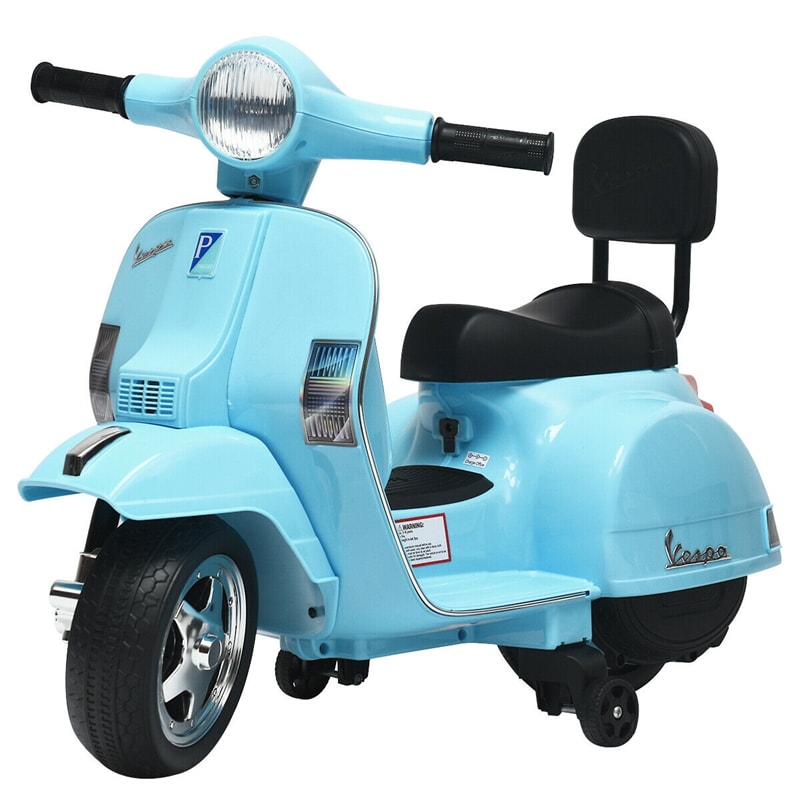 Kids Ride On Vespa Scooter 6V Battery Powered Electric Ride On Motorcycle for Toddler with Training Wheels