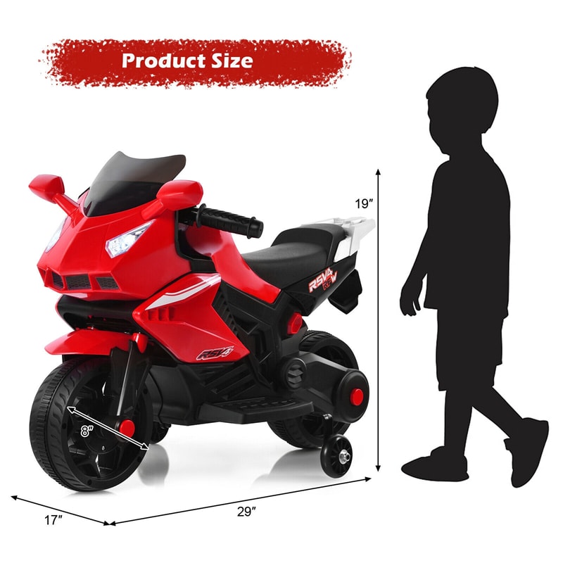 6V Battery Powered Ride On Motorbike Kids Electric Motorcycle with Training Wheels