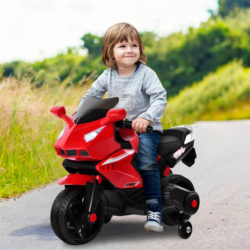 6V Battery Powered Ride On Motorbike Kids Electric Motorcycle with Training Wheels