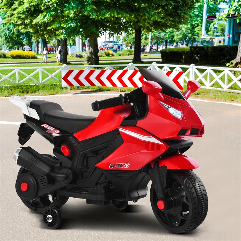 6V Battery Powered Ride On Motorbike Kids Electric Motorcycle with Training Wheels