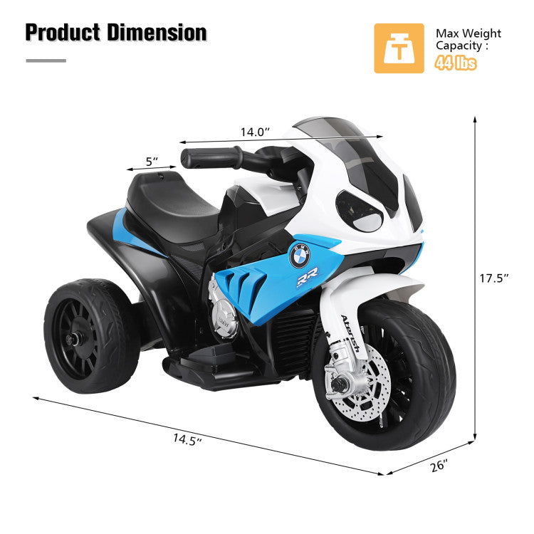 6V Kids 3 Wheels Riding BMW Licensed Electric Motorcycle