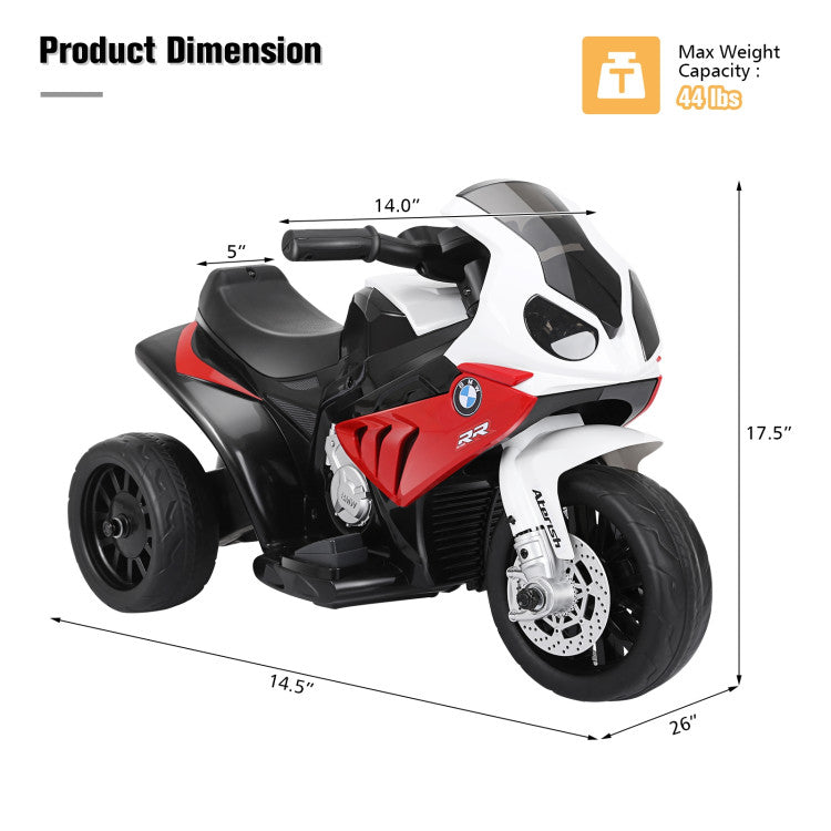 6V Kids 3 Wheels Riding BMW Licensed Electric Motorcycle