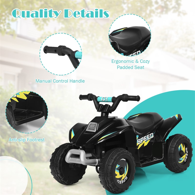 6V Kids Ride-on ATV Quad Mini 4 Wheeler Battery Powered Off-Road Vehicle with Anti-Slip Wheels