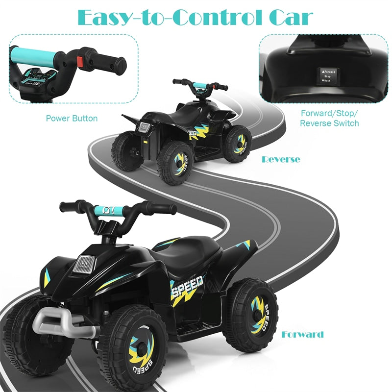 6V Kids Ride-on ATV Quad Mini 4 Wheeler Battery Powered Off-Road Vehicle with Anti-Slip Wheels