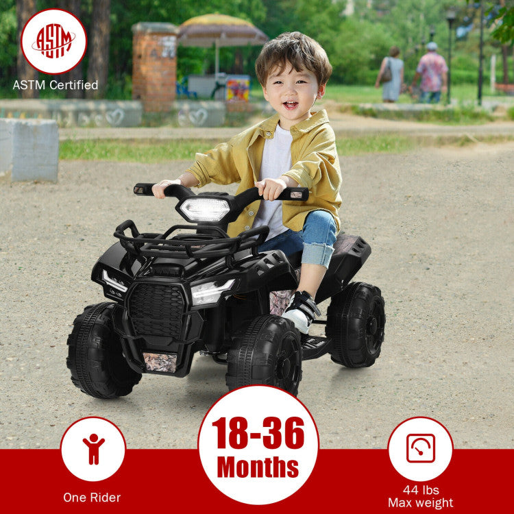 6V Kids ATV Quad Powerful Wheels Electric Ride-on Car with LED Light and MP3