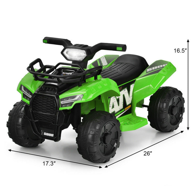 6V Kids ATV Quad Powerful Wheels Electric Ride-on Car with LED Light and MP3