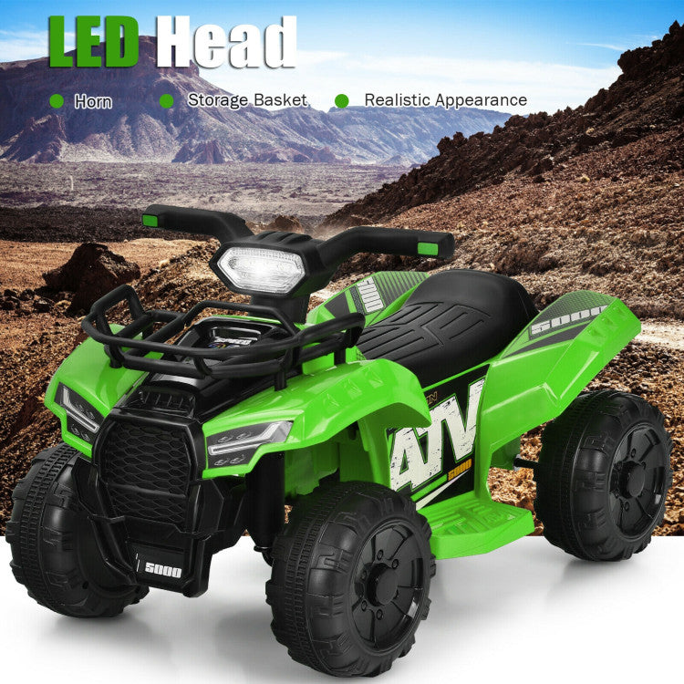 6V Kids ATV Quad Powerful Wheels Electric Ride-on Car with LED Light and MP3