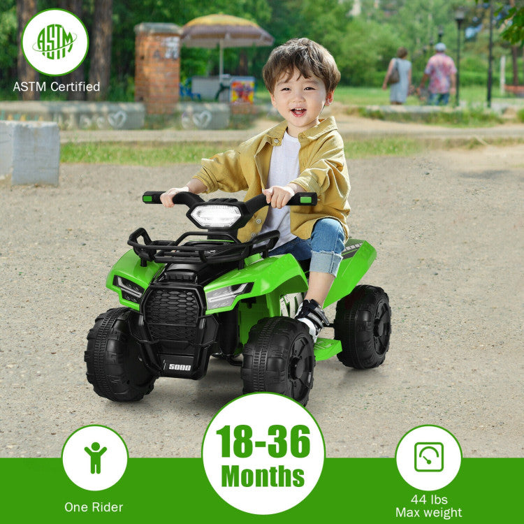 6V Kids ATV Quad Powerful Wheels Electric Ride-on Car with LED Light and MP3