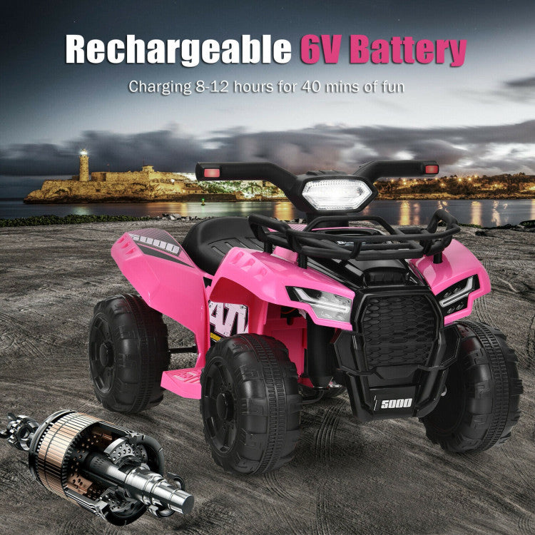 6V Kids ATV Quad Powerful Wheels Electric Ride-on Car with LED Light and MP3