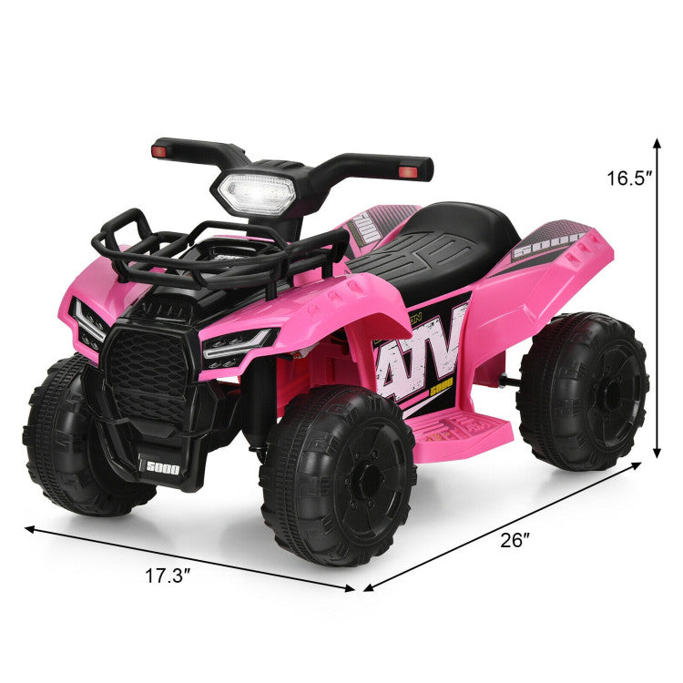 6V Kids ATV Quad Powerful Wheels Electric Ride-on Car with LED Light and MP3