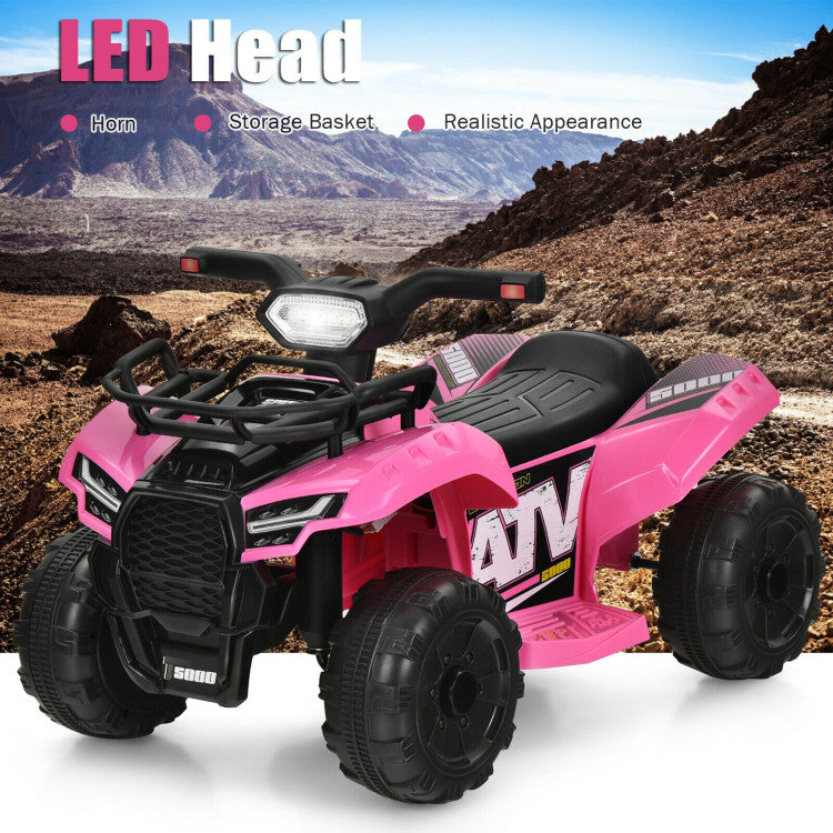 6V Kids ATV Quad Powerful Wheels Electric Ride-on Car with LED Light and MP3