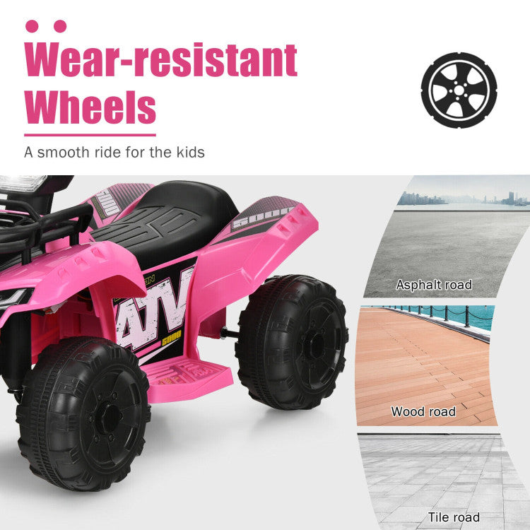 6V Kids ATV Quad Powerful Wheels Electric Ride-on Car with LED Light and MP3