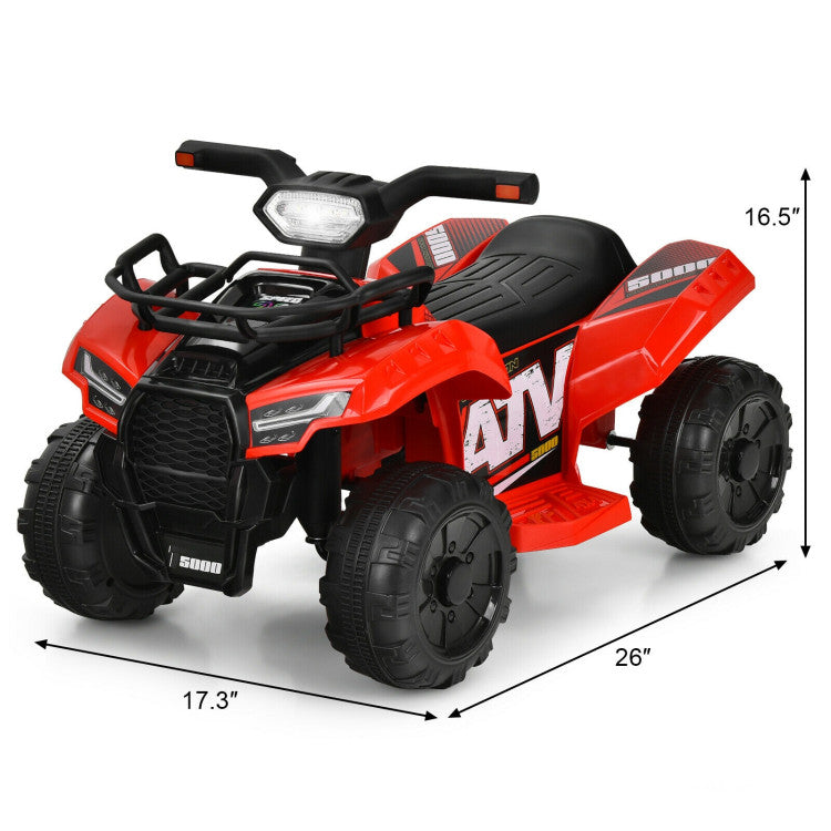 6V Kids ATV Quad Powerful Wheels Electric Ride-on Car with LED Light and MP3