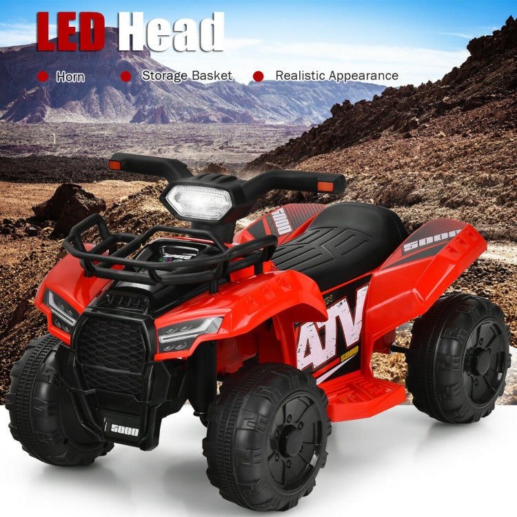 6V Kids ATV Quad Powerful Wheels Electric Ride-on Car with LED Light and MP3