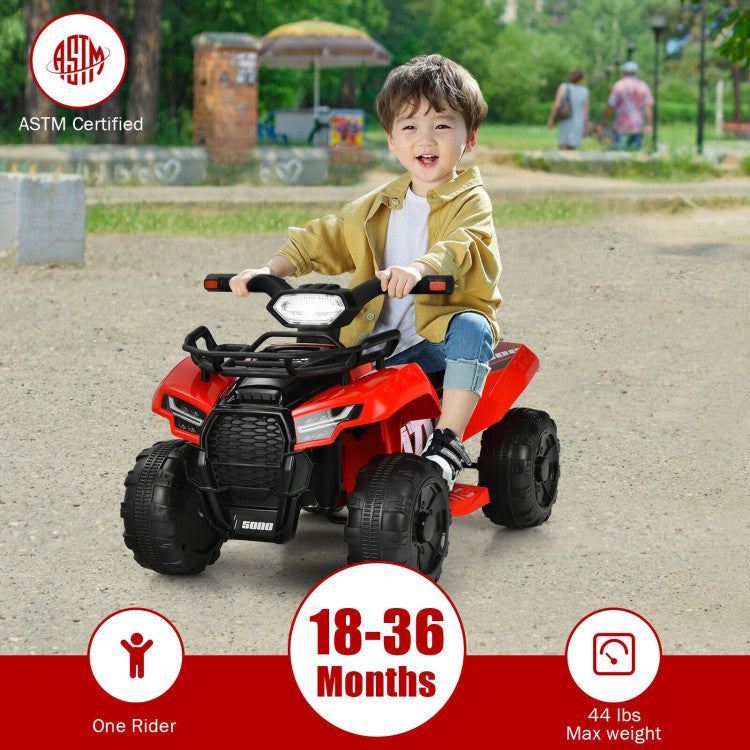 6V Kids ATV Quad Powerful Wheels Electric Ride-on Car with LED Light and MP3