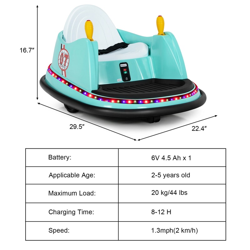 6V Electric Kids Ride On Bumper Car 360° Spin Race Toy with Remote Control