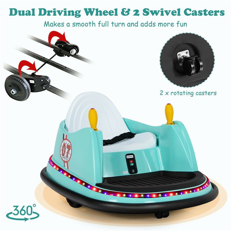 6V Electric Kids Ride On Bumper Car 360° Spin Race Toy with Remote Control