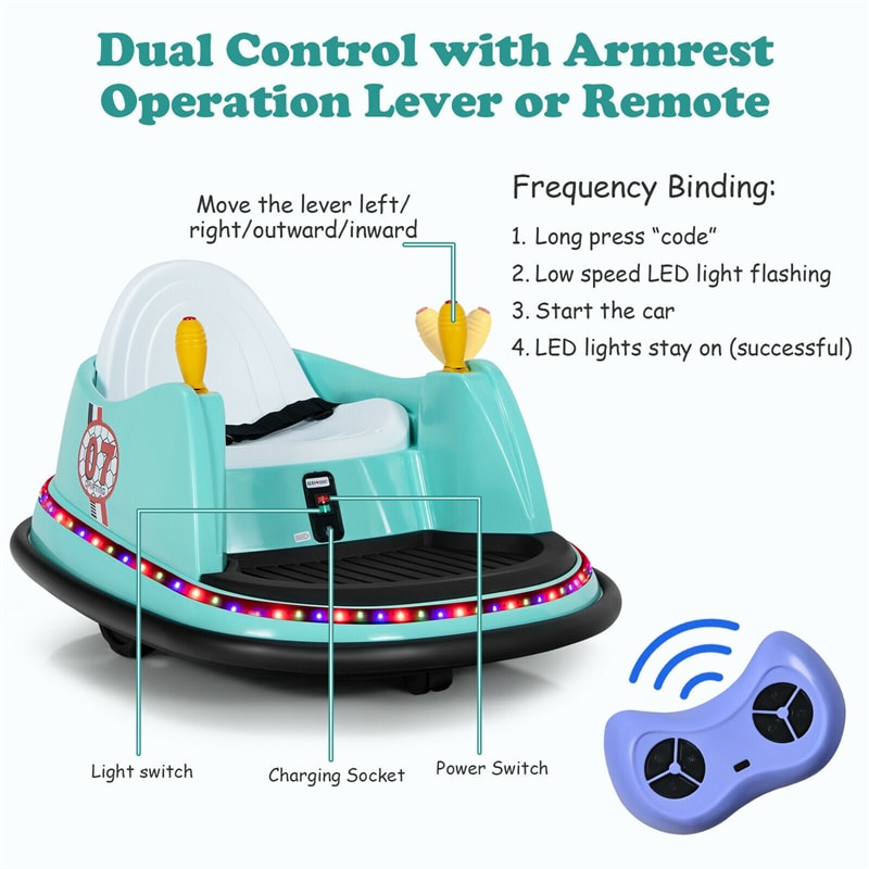 6V Electric Kids Ride On Bumper Car 360° Spin Race Toy with Remote Control