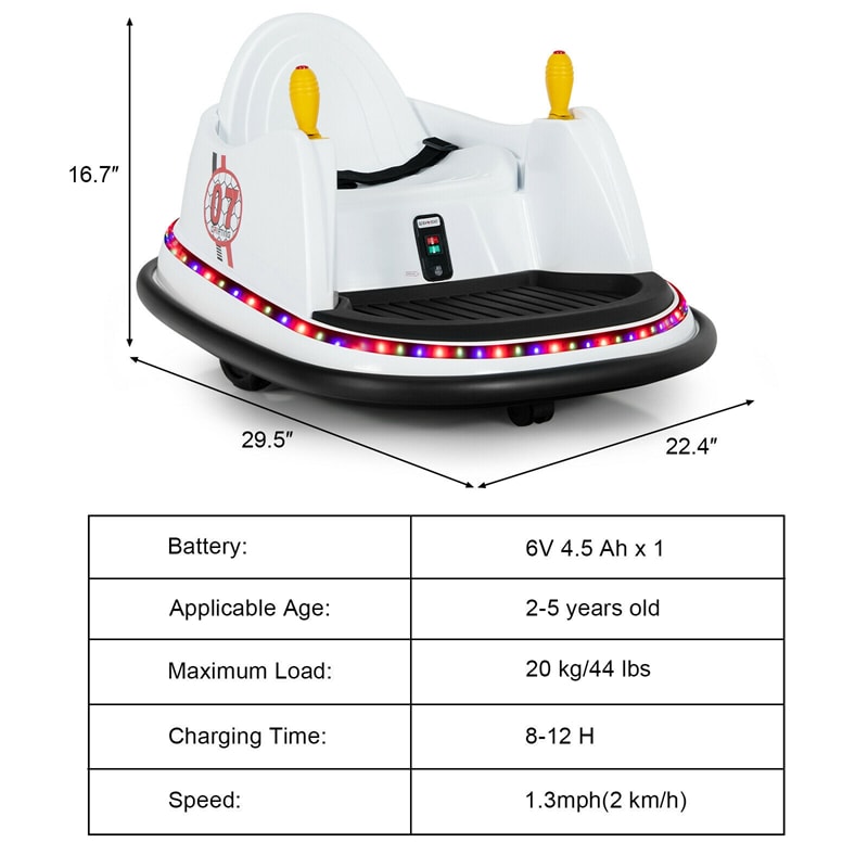 6V Electric Kids Ride On Bumper Car 360° Spin Race Toy with Remote Control