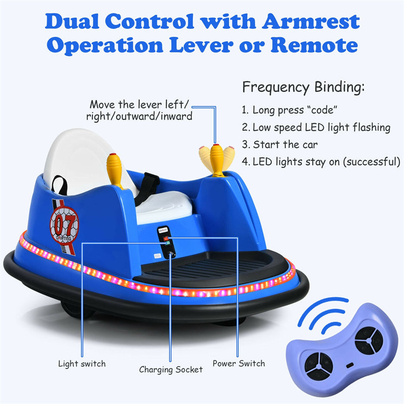 6V Electric Kids Ride On Bumper Car 360° Spin Race Toy with Remote Control