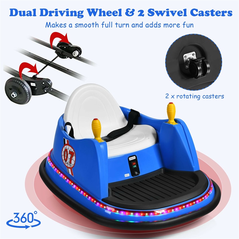 6V Electric Kids Ride On Bumper Car 360° Spin Race Toy with Remote Control