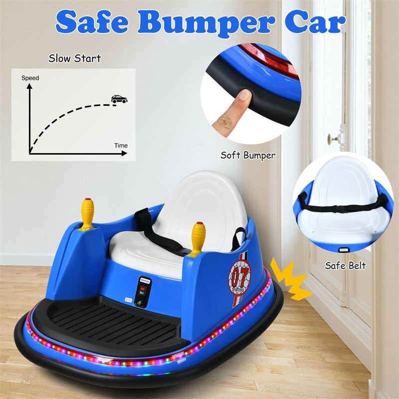 6V Electric Kids Ride On Bumper Car 360° Spin Race Toy with Remote Control