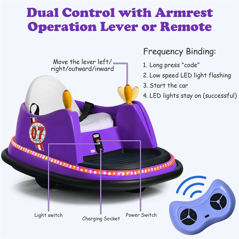 6V Electric Kids Ride On Bumper Car 360° Spin Race Toy with Remote Control