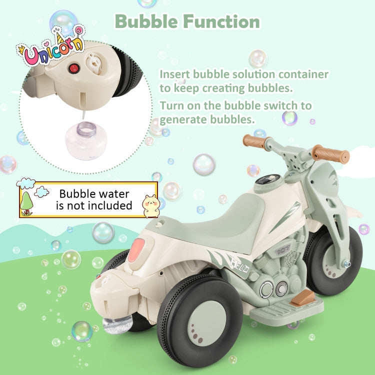 6V Kids Electric Ride on Motorcycle with Bubble Maker and Music & LED Headlights