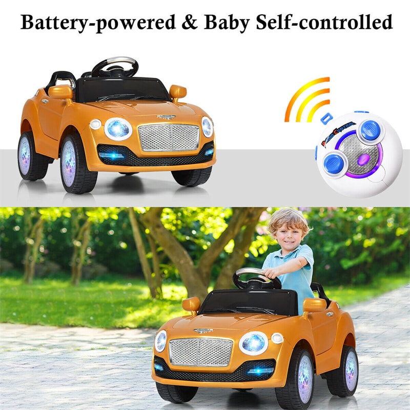 6V Kids Ride-On Car Electric Battery Power RC with Remote Control & Flashing Wheel Lights