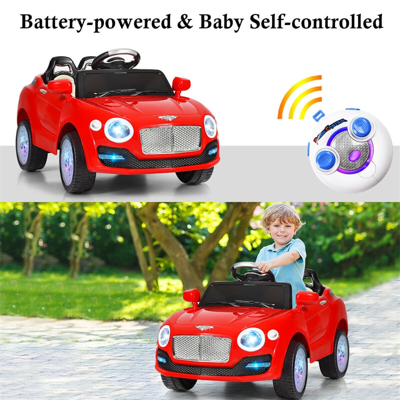 6V Kids Ride-On Car Electric Battery Power RC with Remote Control & Flashing Wheel Lights